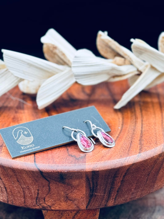 Sterling Silver Rubellite Tourmaline Dangle Earrings