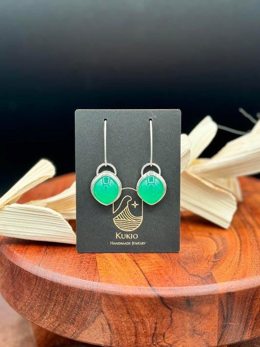 Sterling Silver Chrome Chrysoprase Dangle Earrings