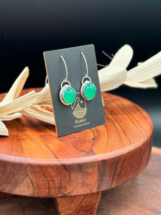 Sterling Silver Chrome Chrysoprase Dangle Earrings