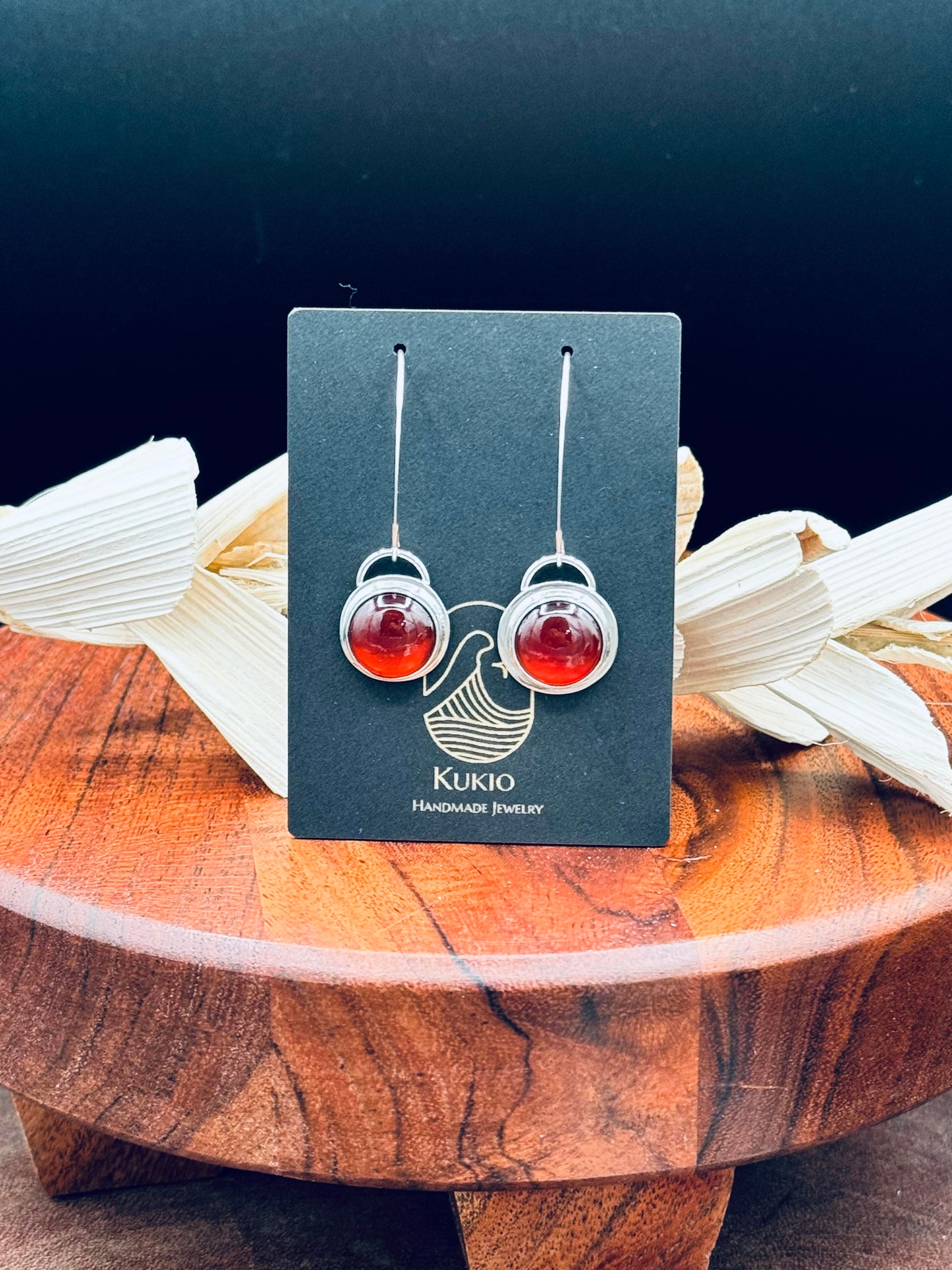 Sterling Silver Hessonite Garnet Dangle Earrings