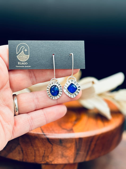 Sterling Silver Lapis Doublet Dangle Earrings