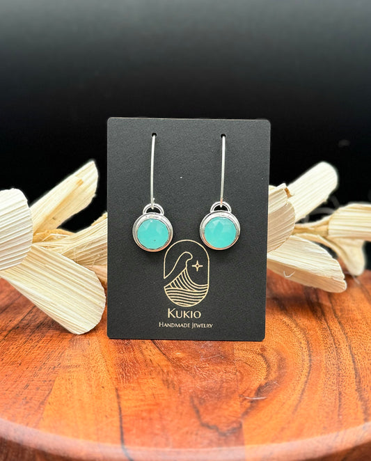 Aqua Chalcedony Sterling Silver Dangle Earrings