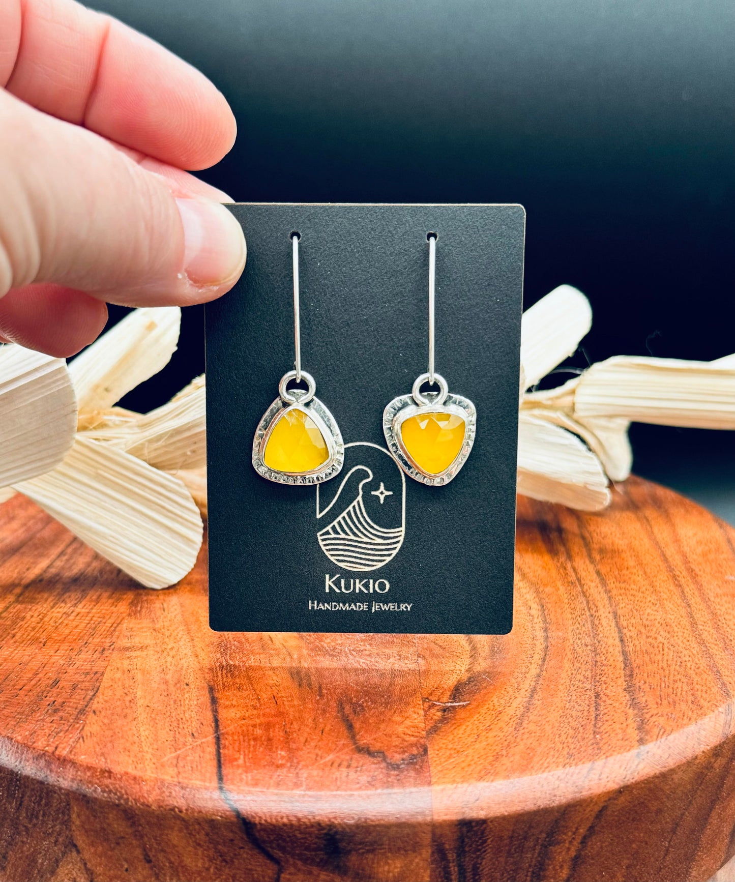 Sterling Silver Yellow Chalcedony Dangle Earrings