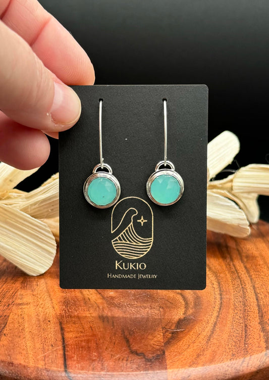 Aqua Chalcedony Sterling Silver Dangle Earrings