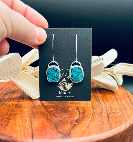 Hubei Turquoise Sterling Silver Dangle Earrings