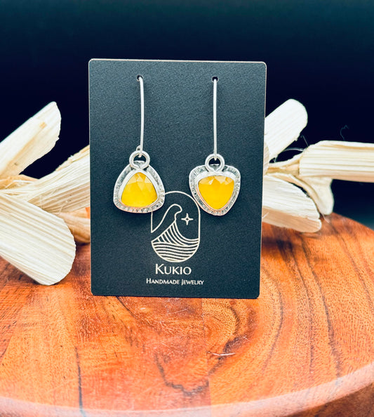 Sterling Silver Yellow Chalcedony Dangle Earrings