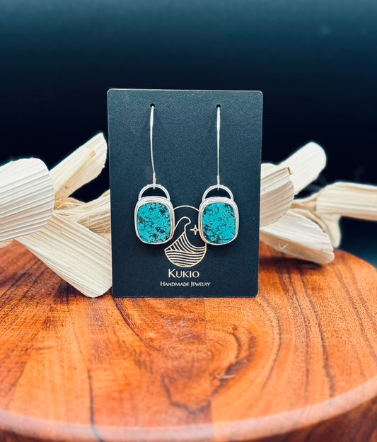 Hubei Turquoise Sterling Silver Dangle Earrings