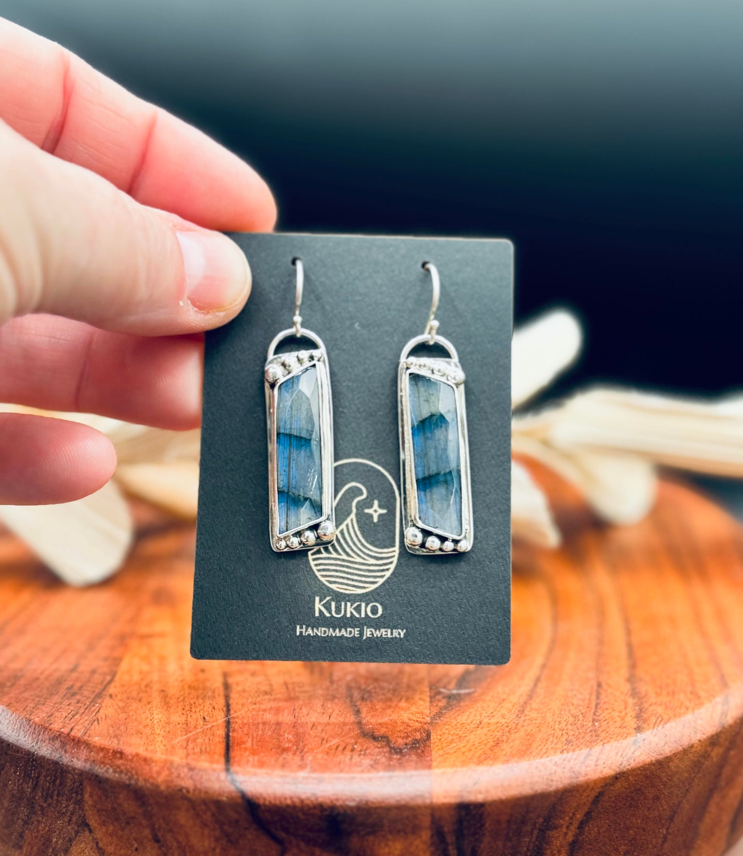 Blue Flash Labradorite Sterling Silver Earrings