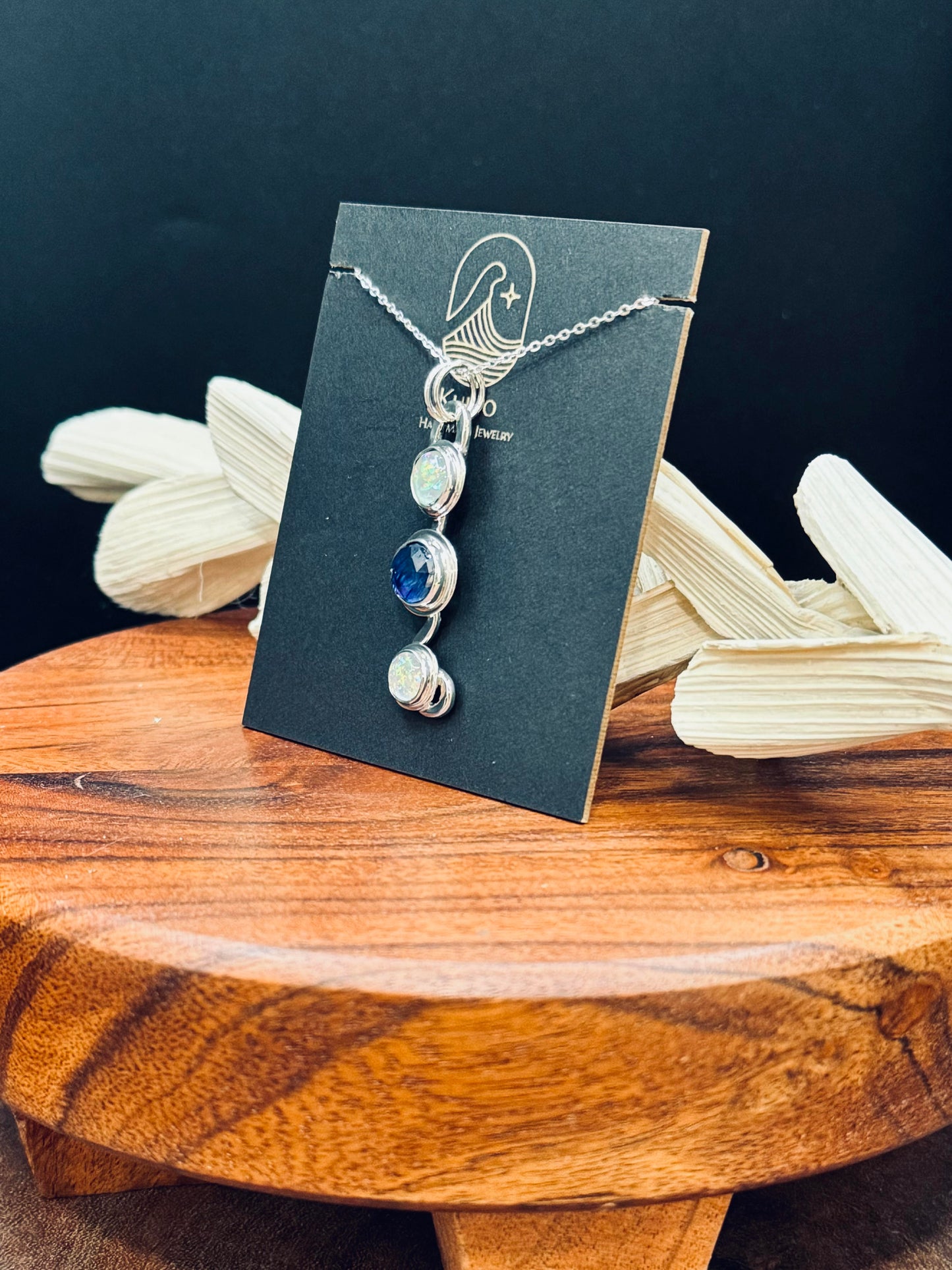 Sterling Silver Slocum Opal and Blue Kyanite Pendant