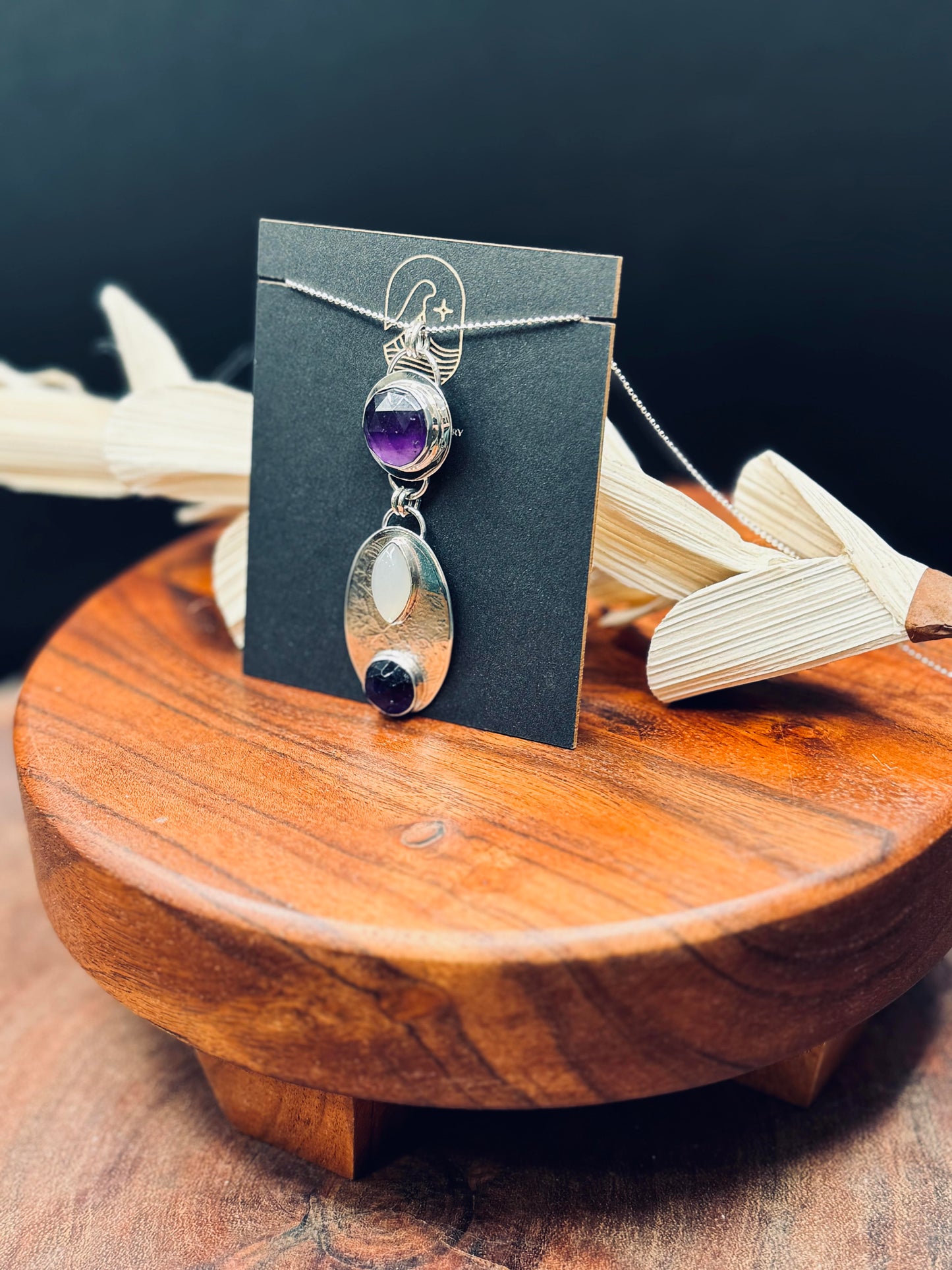 Brazilian Amethyst and Gray Moonstone Pendant