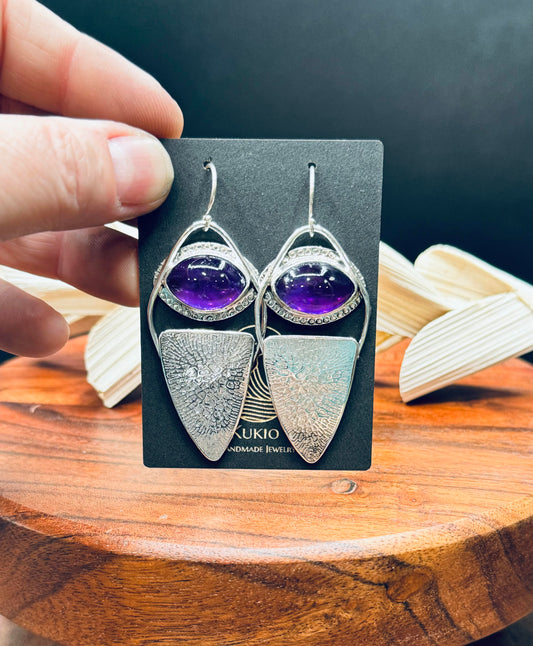 High Dome Brazilian Amethyst Sterling Silver Earrings