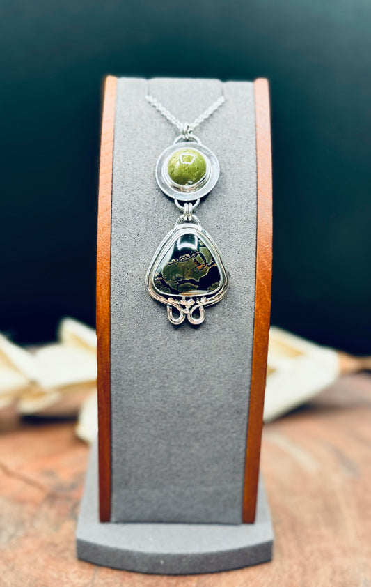 Whiskey Creek Jasper and Vesuvianite Sterling Silver Pendant