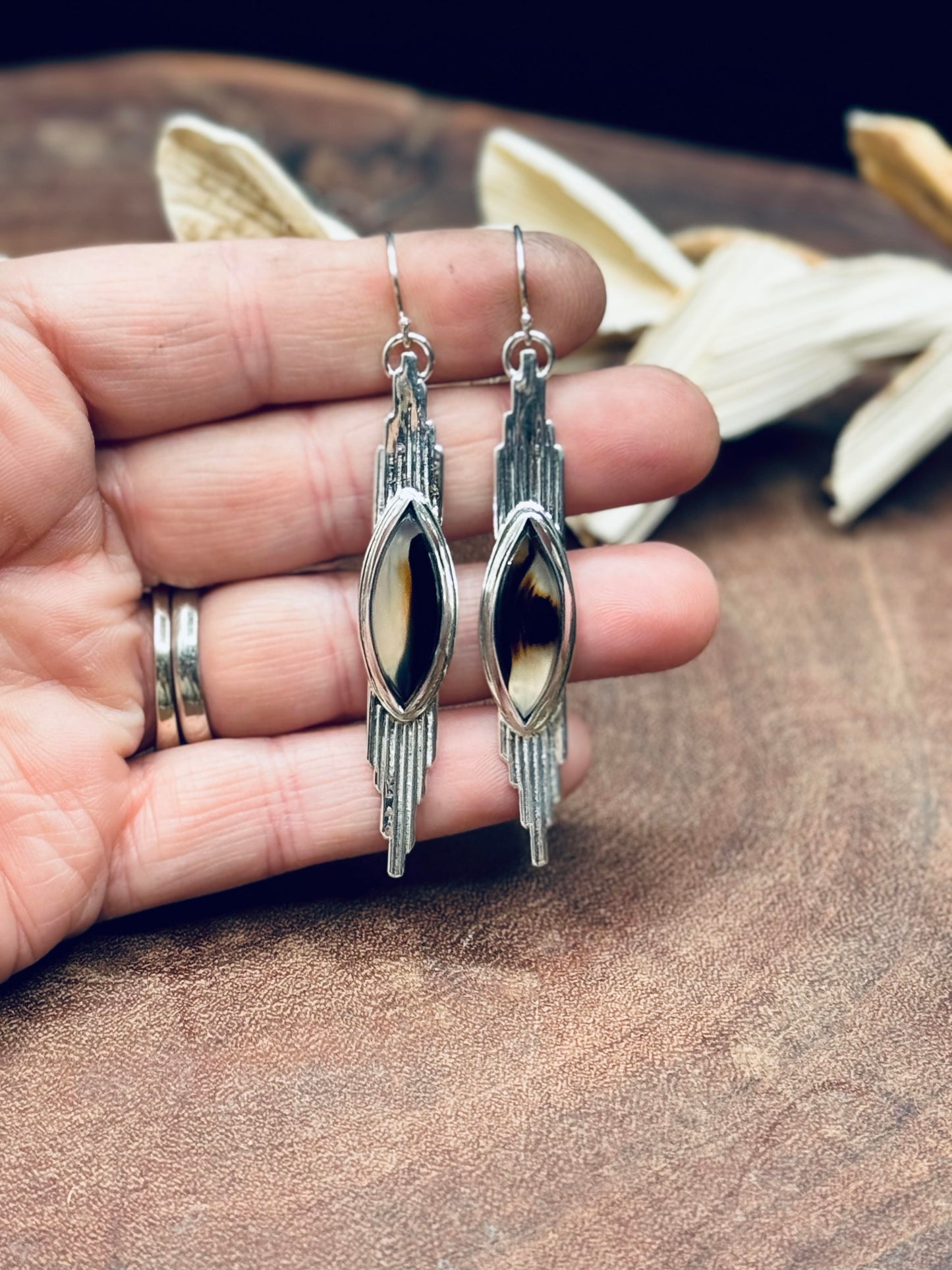 Sterling Silver Montana Agate Earrings