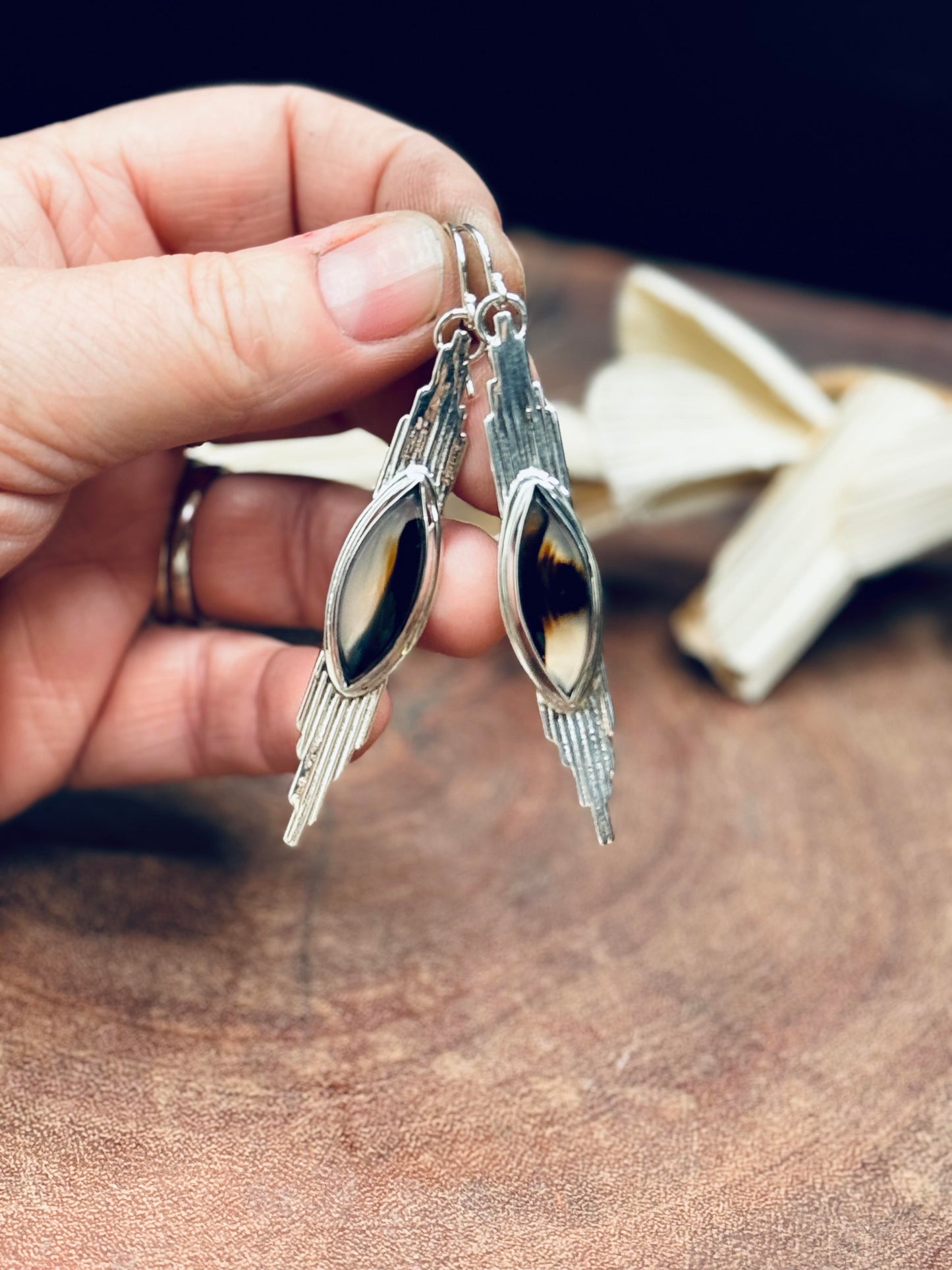 Sterling Silver Montana Agate Earrings