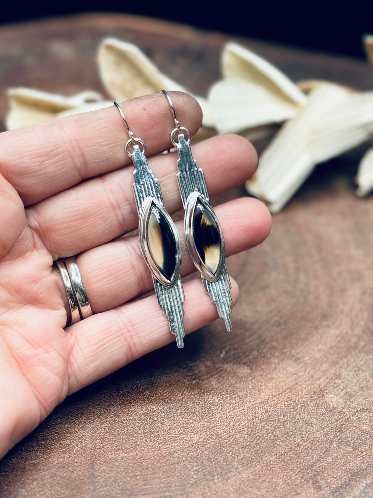 Sterling Silver Montana Agate Earrings