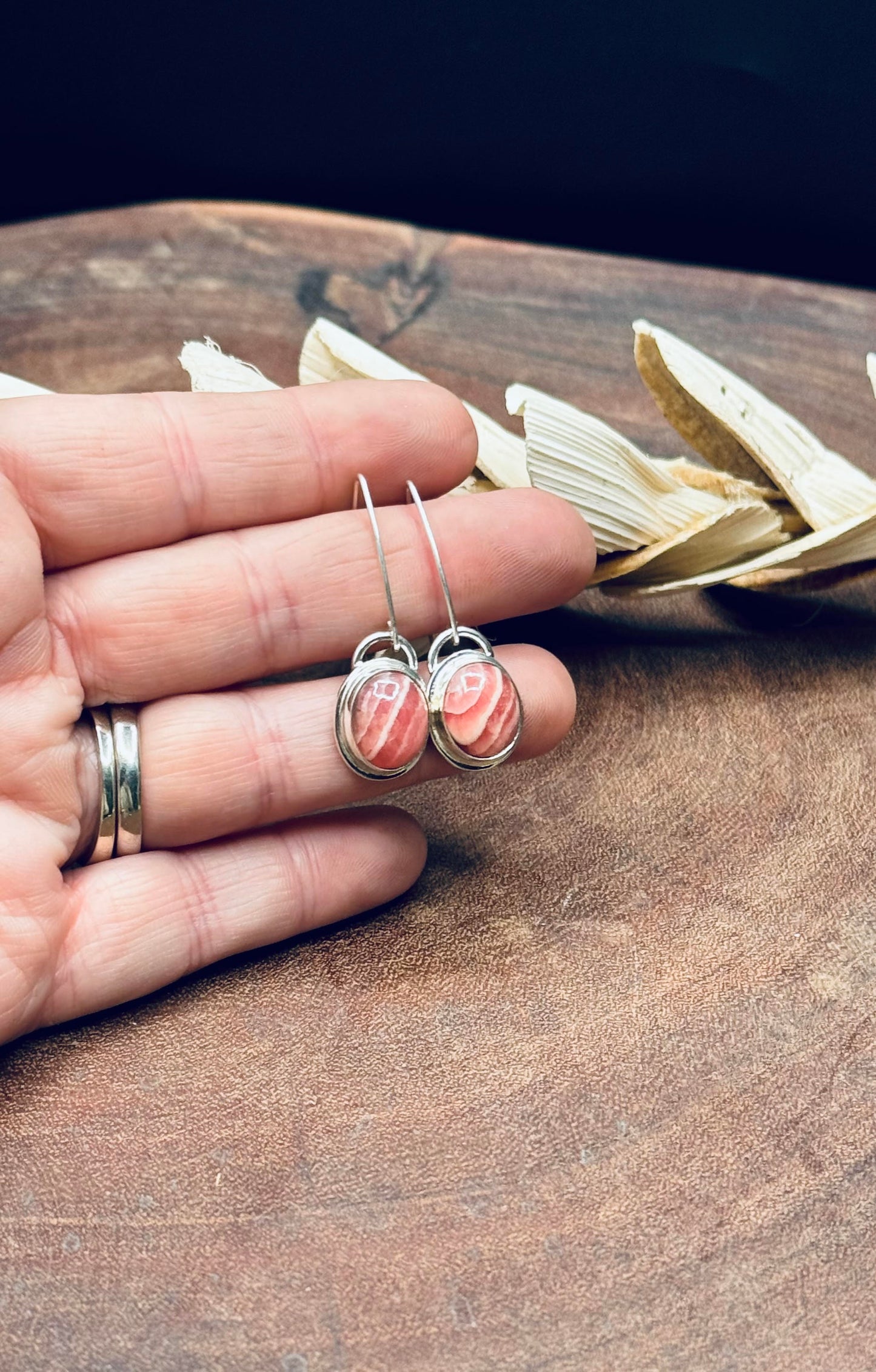 Rhodochrosite Sterling Silver Earrings