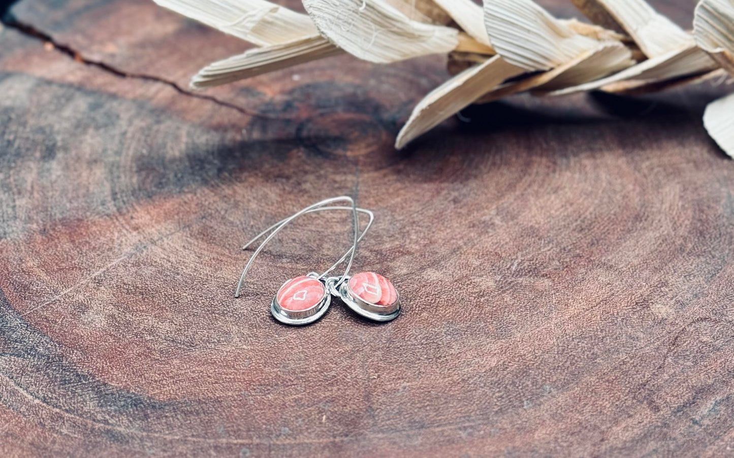 Rhodochrosite Sterling Silver Earrings