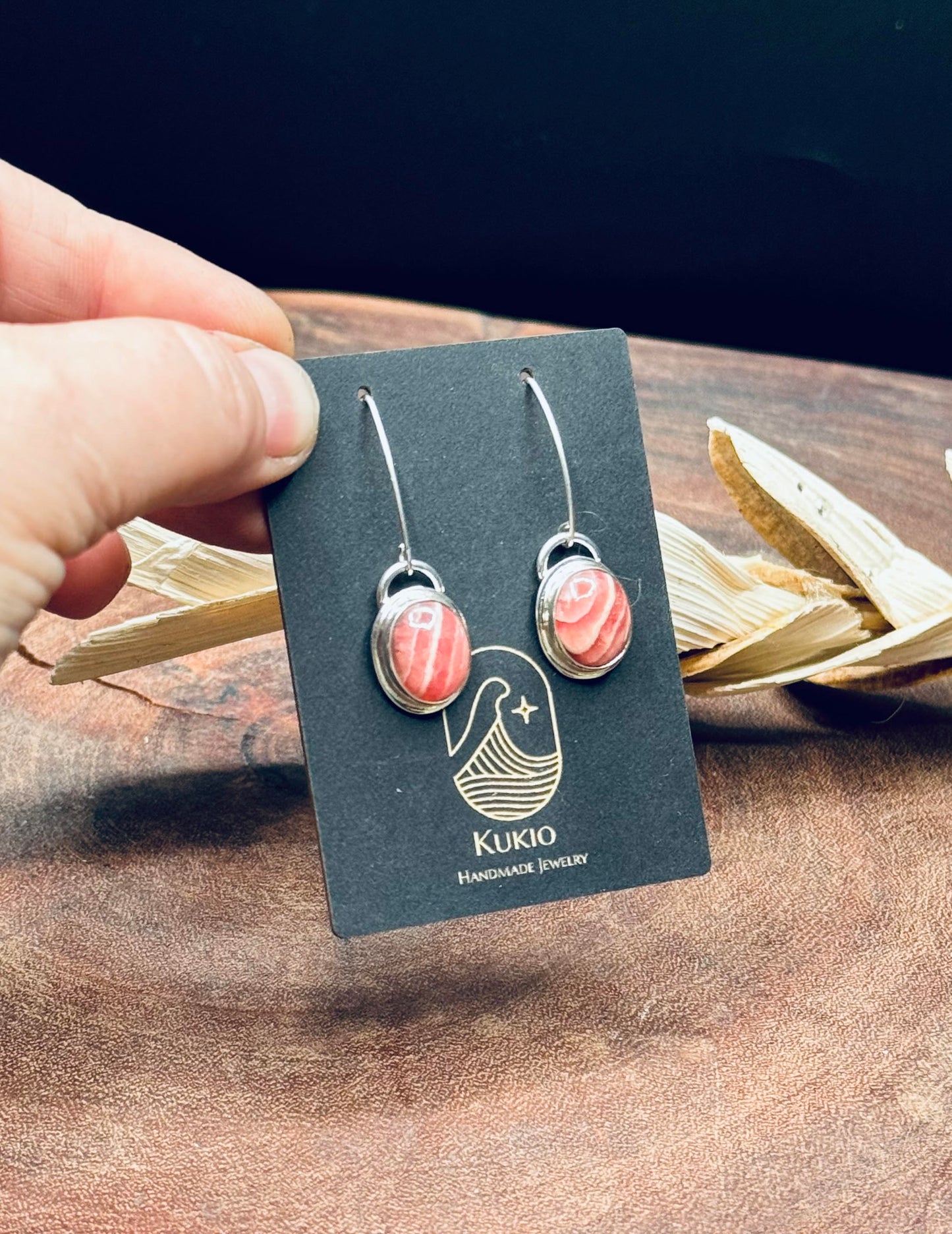 Rhodochrosite Sterling Silver Earrings