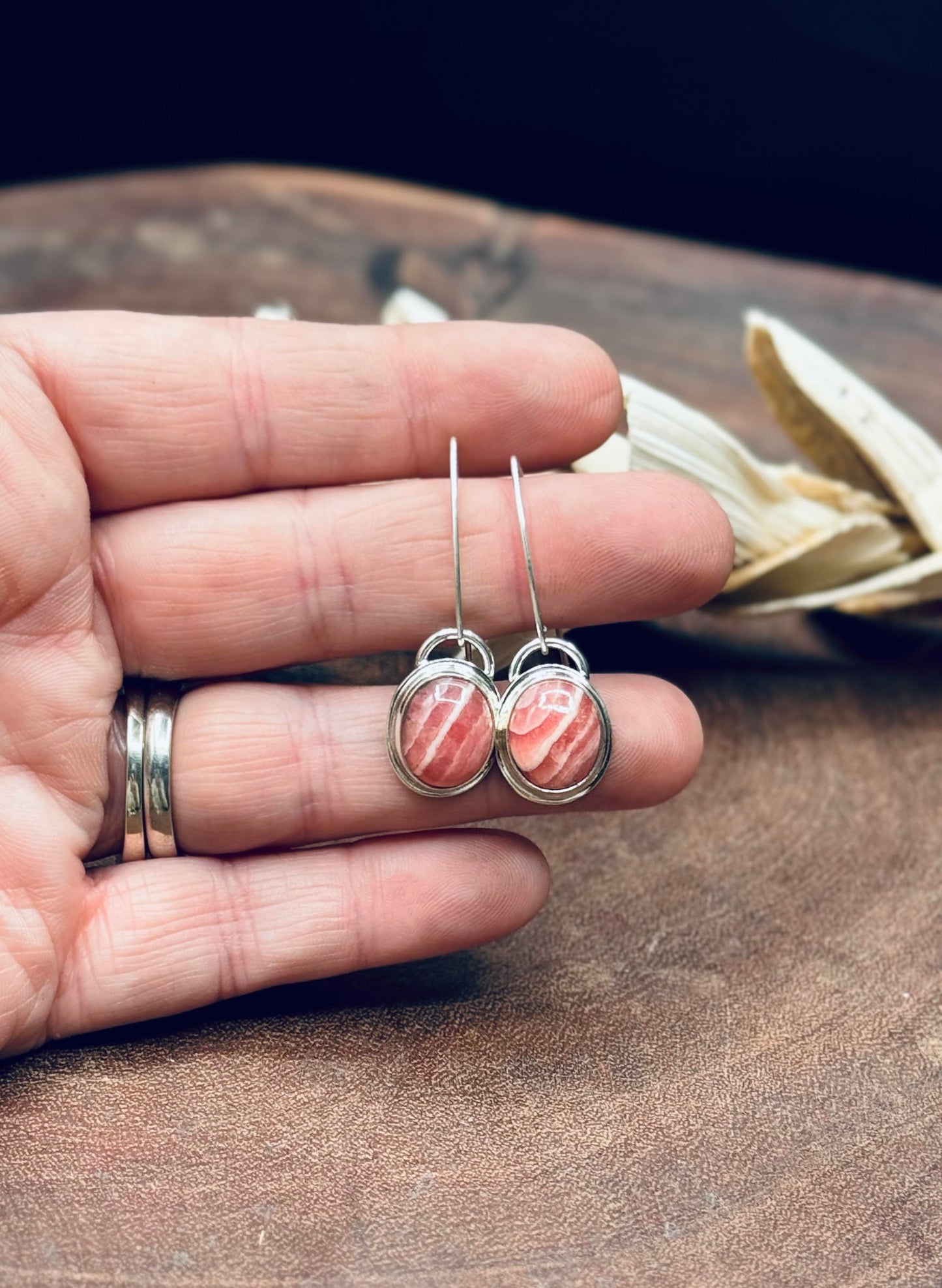 Rhodochrosite Sterling Silver Earrings