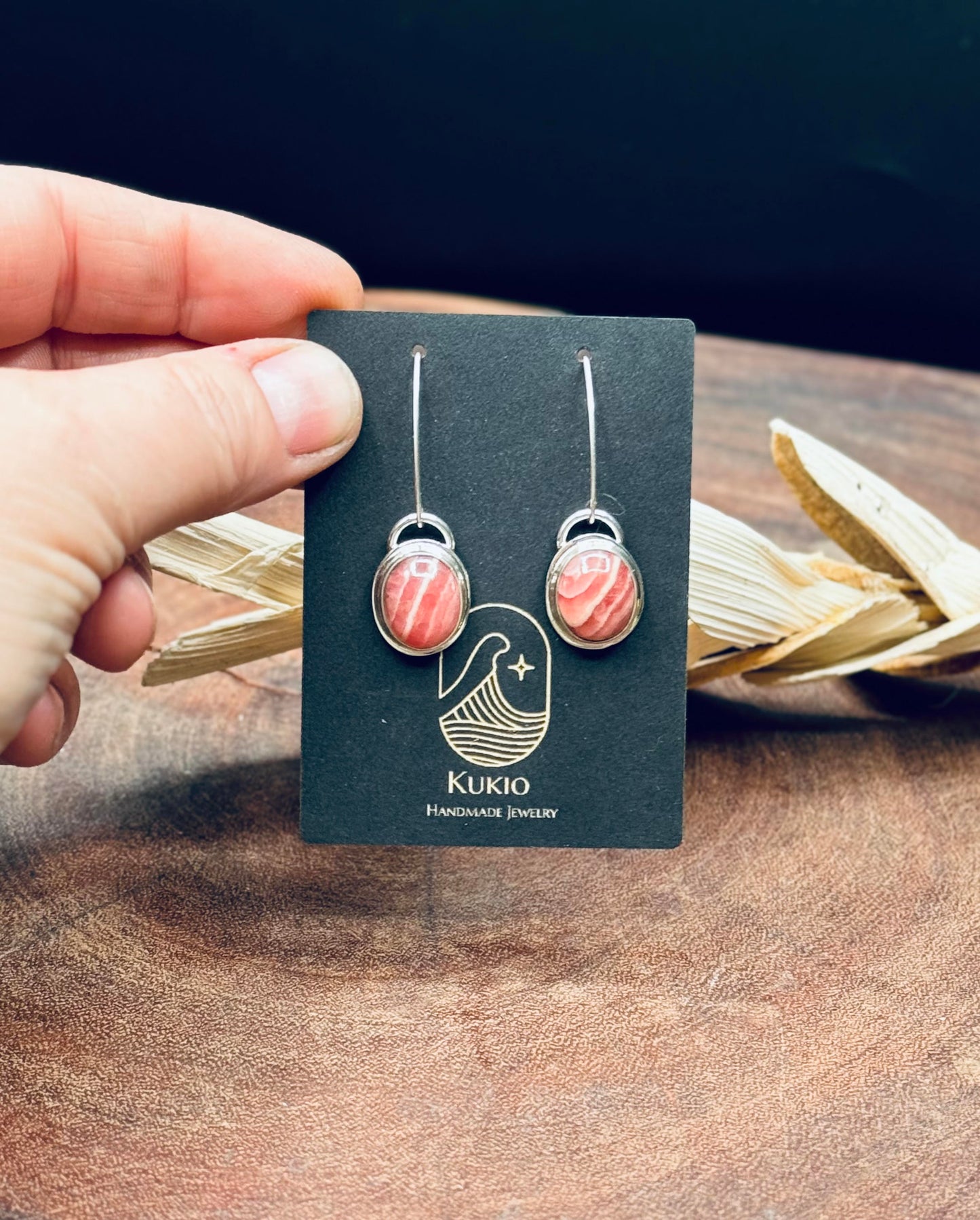 Rhodochrosite Sterling Silver Earrings