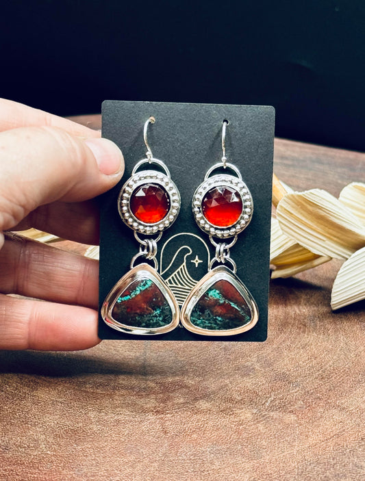 Sonora Sunset Chrysocolla and Garnet Earrings