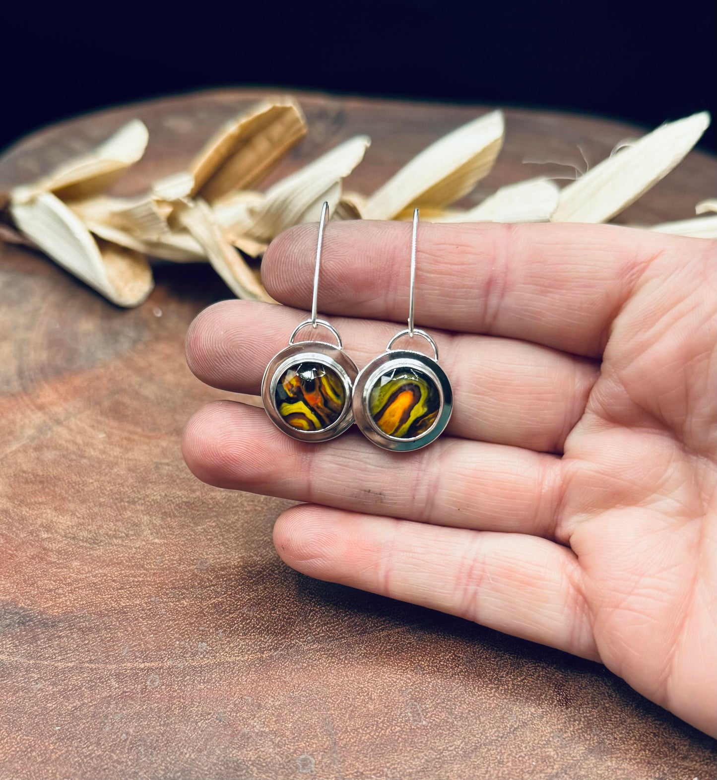 Sterling Silver Bumblebee Jasper Doublet Earrings