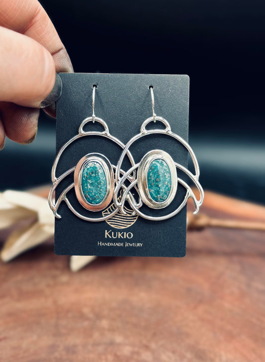 Sterling Silver White Water Turquoise Earrings