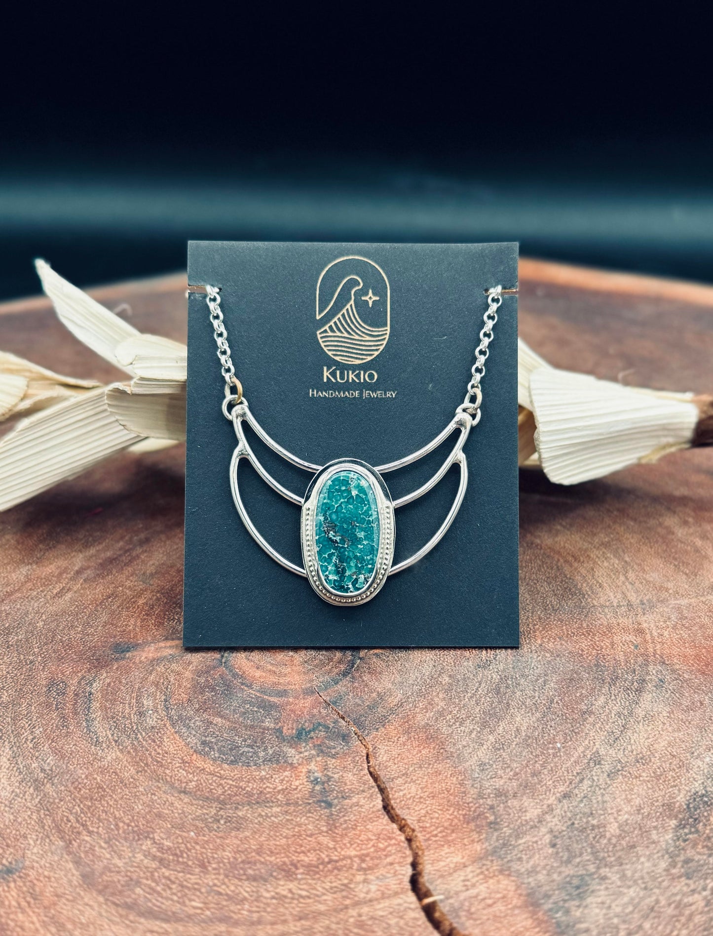 White Water Turquoise Sterling Silver Pendant