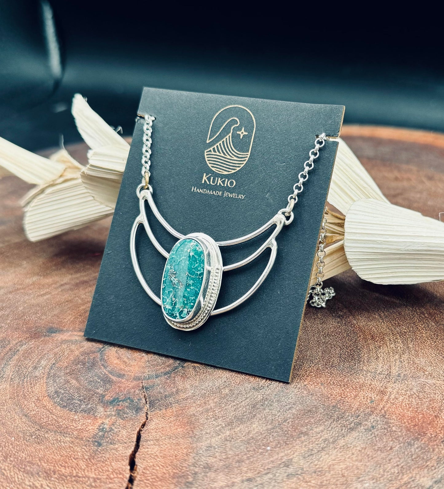 White Water Turquoise Sterling Silver Pendant