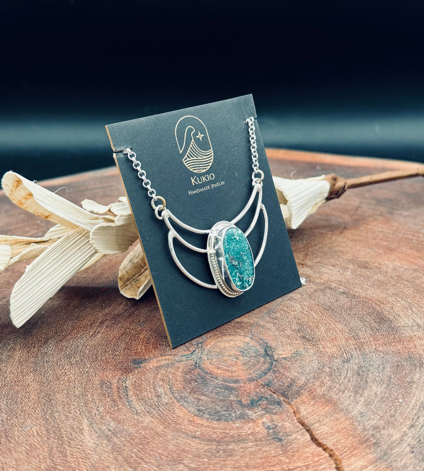 White Water Turquoise Sterling Silver Pendant