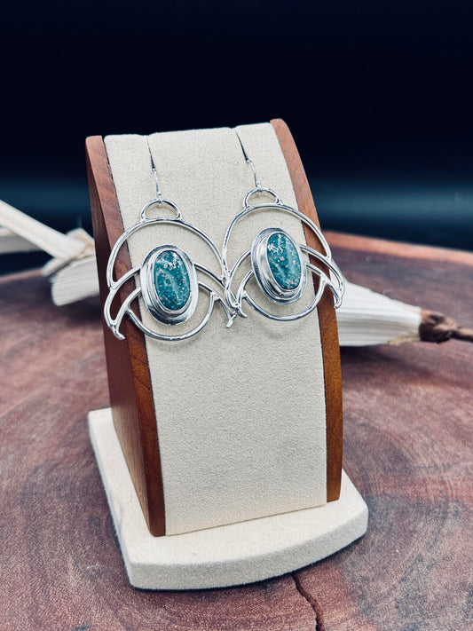 Sterling Silver White Water Turquoise Earrings