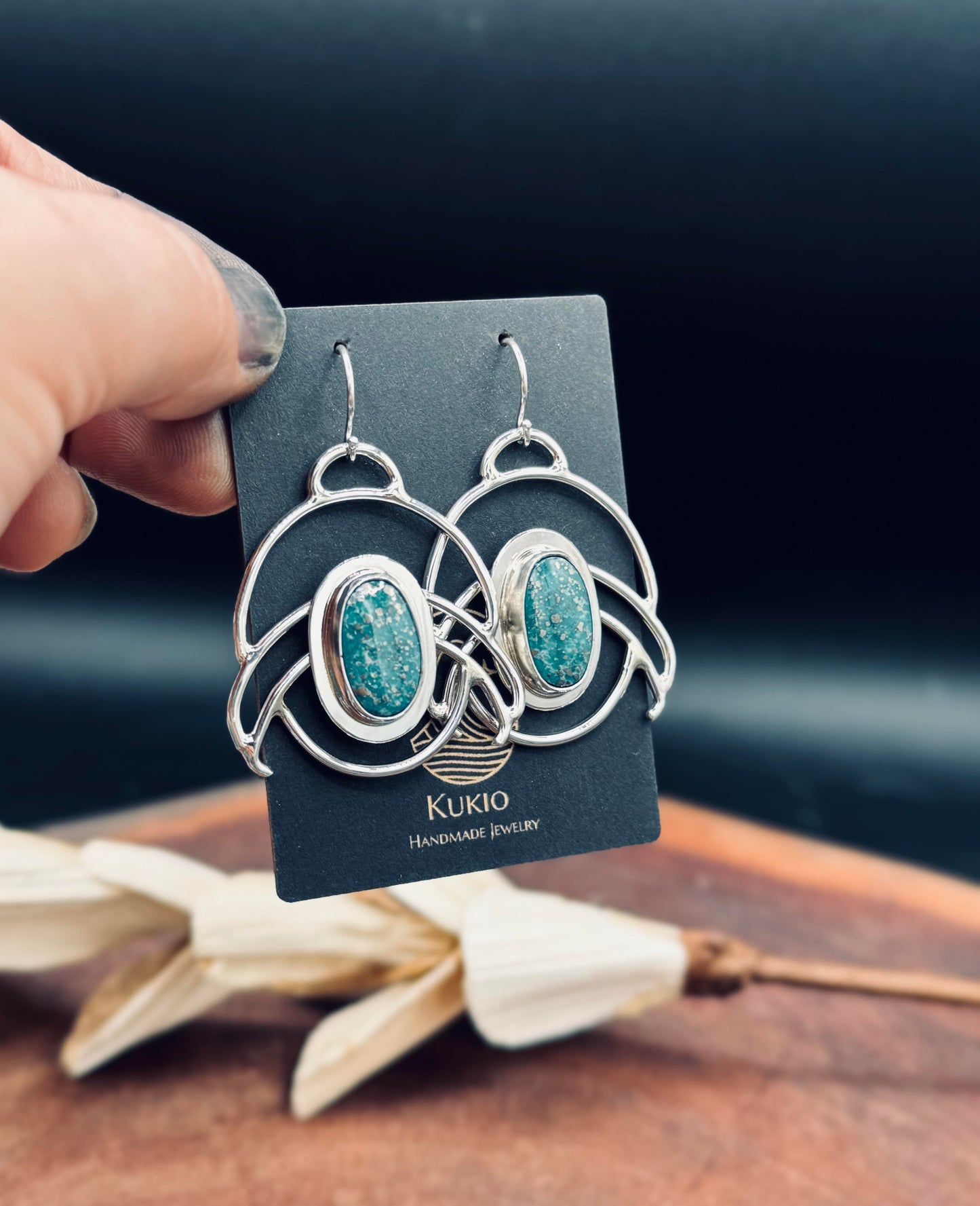 Sterling Silver White Water Turquoise Earrings