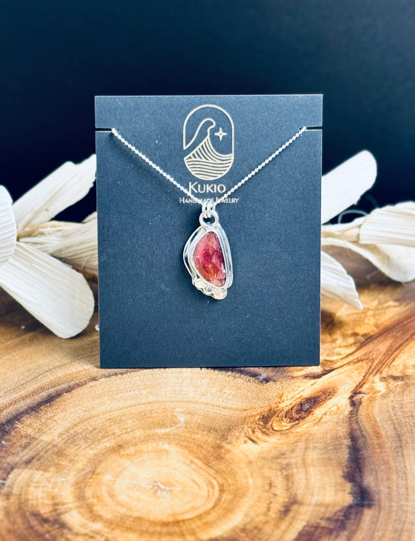 Sterling Silver Rose Cut Tourmaline Pendant Necklace