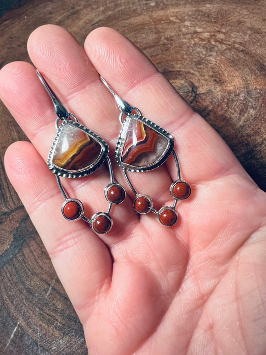 Agua Nueva Agate and Red Jasper Sterling Silver Dangle Earrings