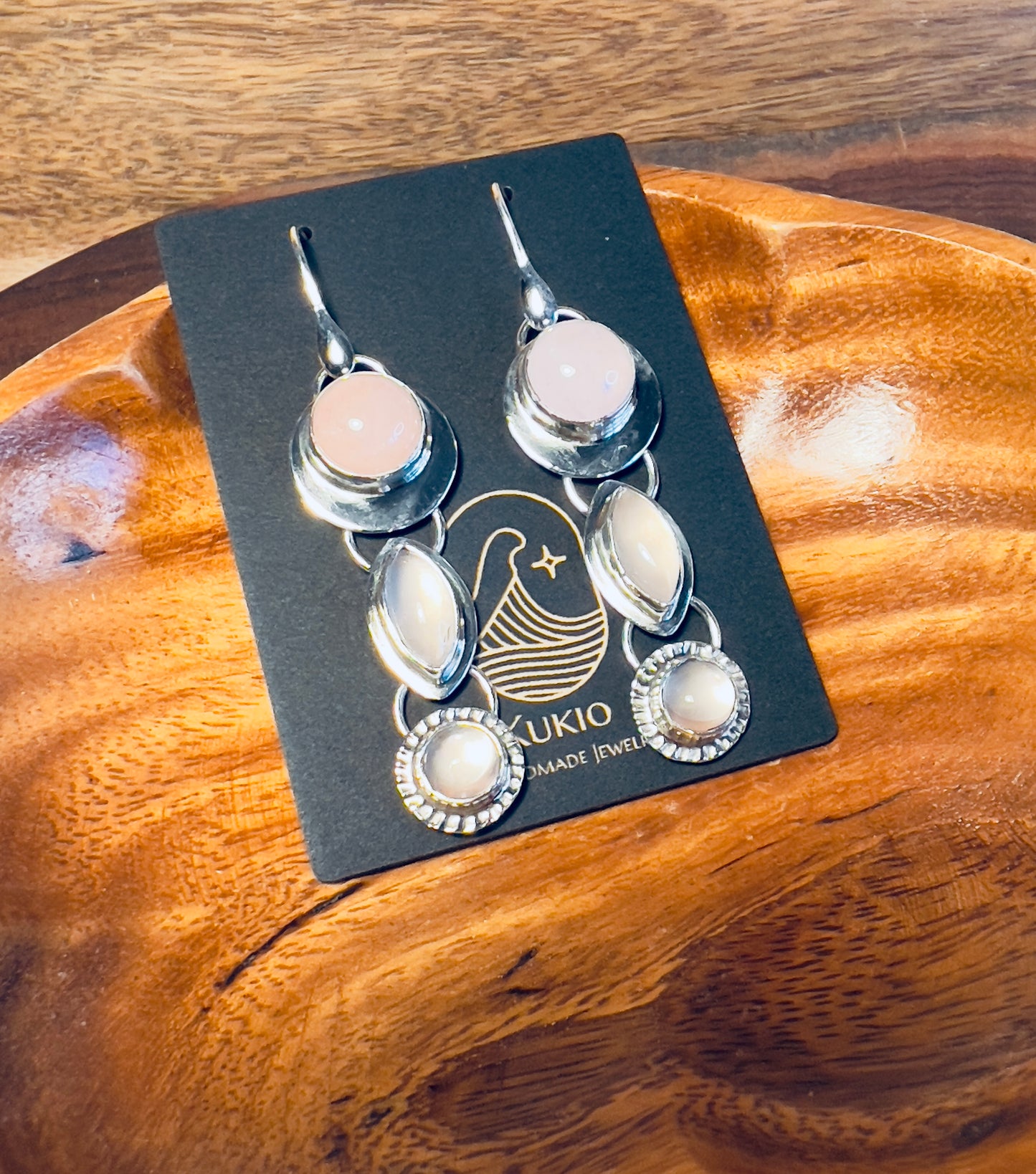 Morganite with Rose Quartz and Lavender Amethyst Dangle Earrings
