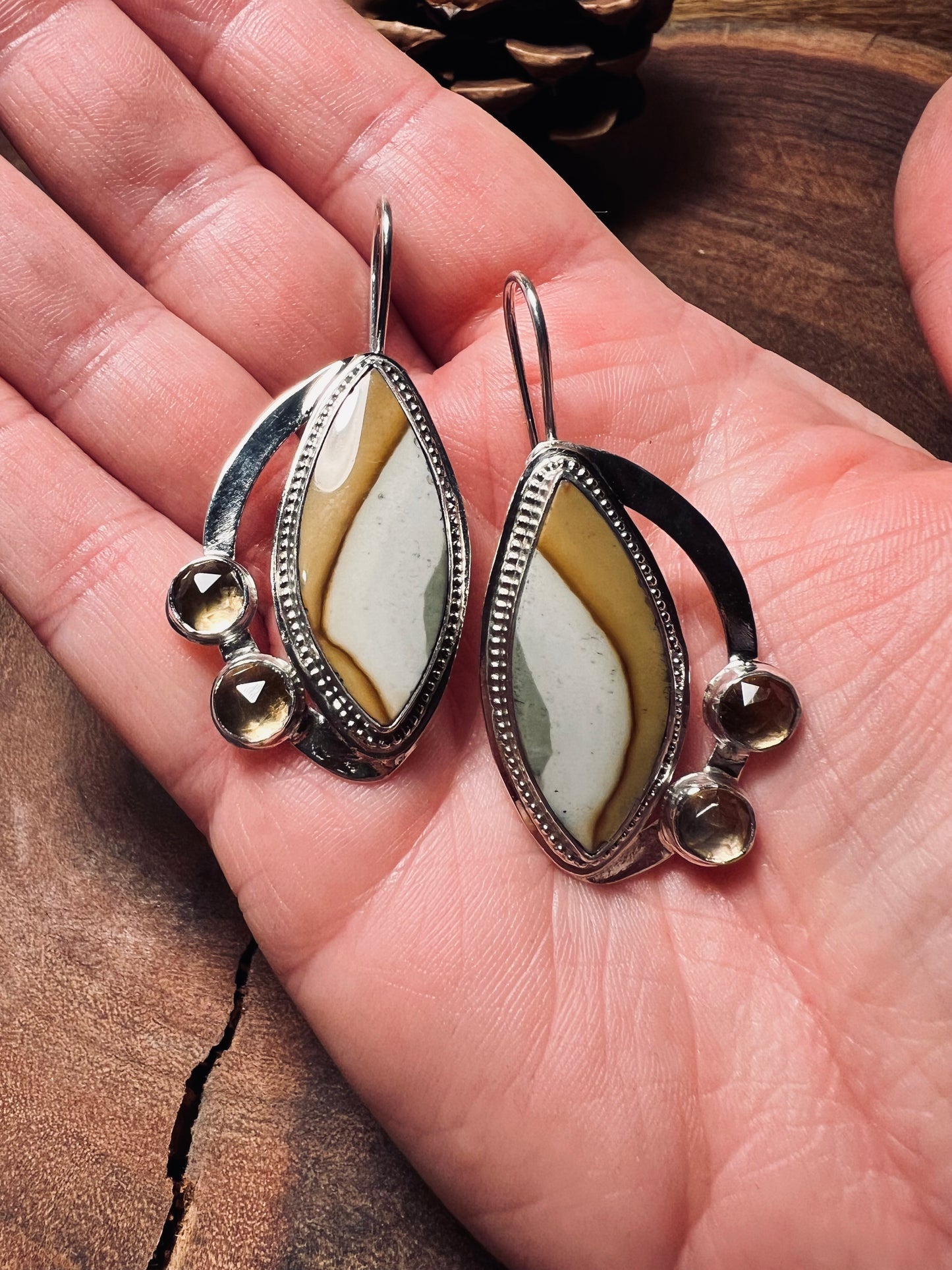 Polychrome Jasper and Citrine Sterling Silver Earrings