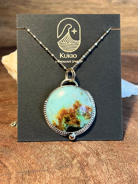 Baja Chalcedony Sterling Silver and 14k Gold Pendant