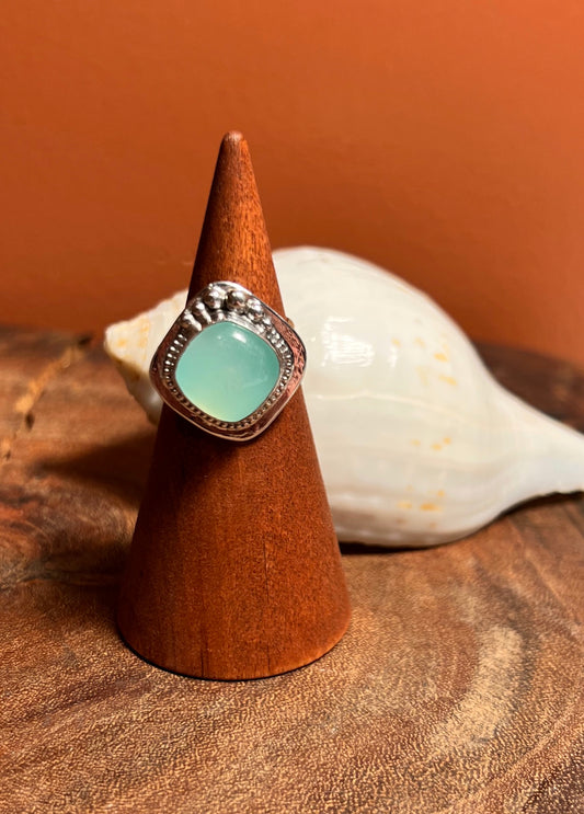 Aqua Chalcedony Sterling Silver Statement Ring